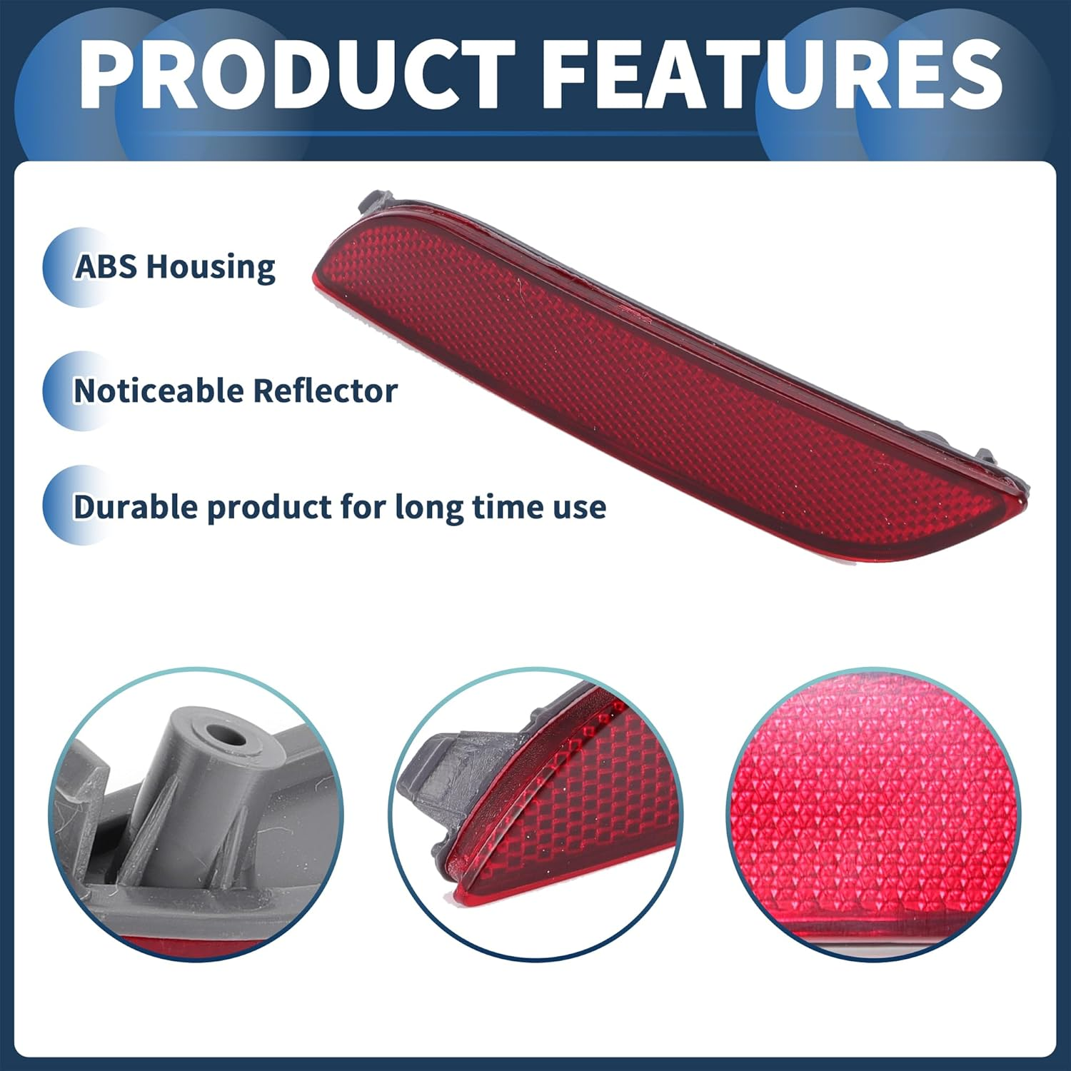 Bumper Reflector Rear Left 6.50"X1.14" Bumper Reflector Side Marker No.8192006060 for Toyota Camry 2019-2024 Plastic Red Durable image number 1