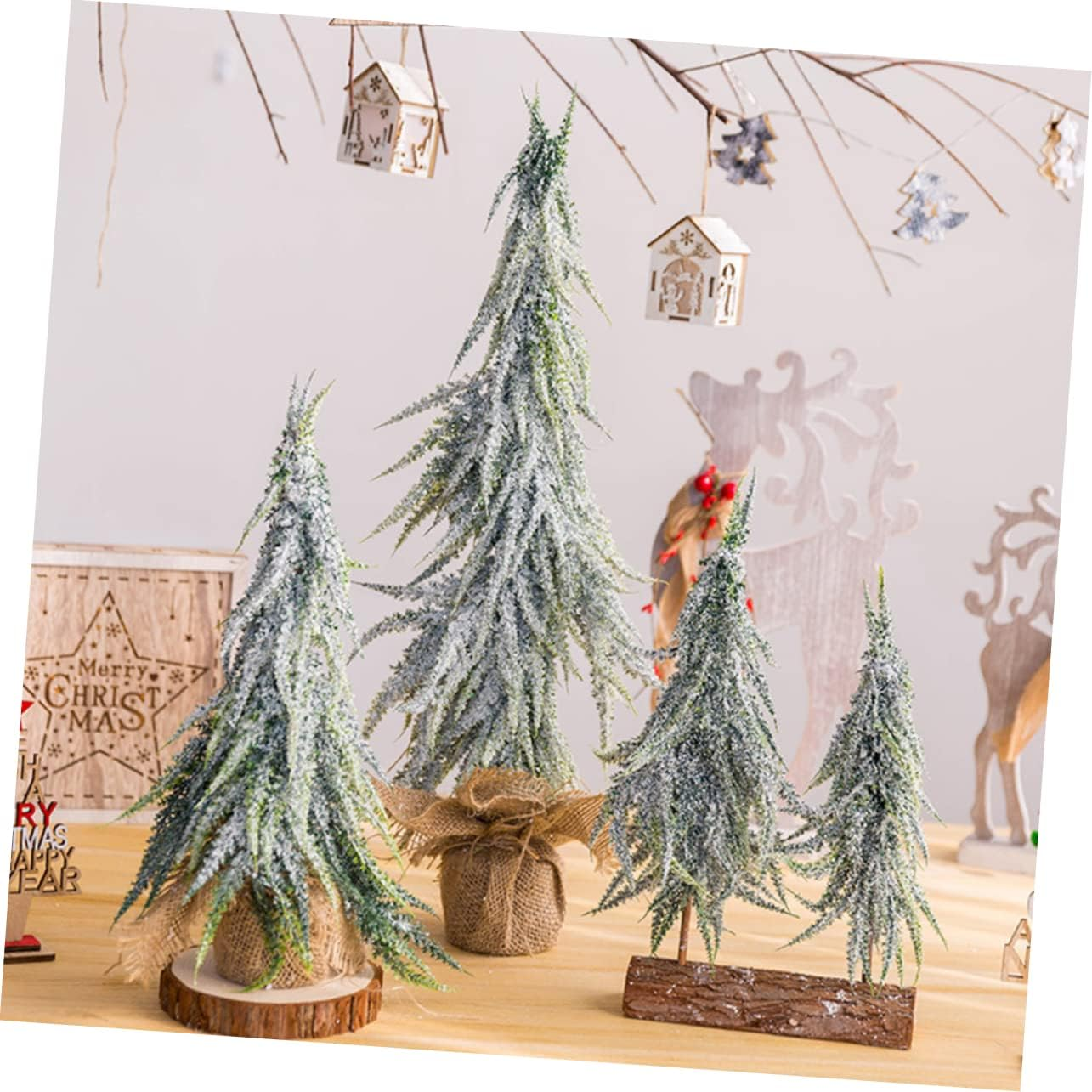 Mini Christmas Tree Snowing Tree Ornament Desktop Christmas Accessory for Home Office Tabletop Display image number 2