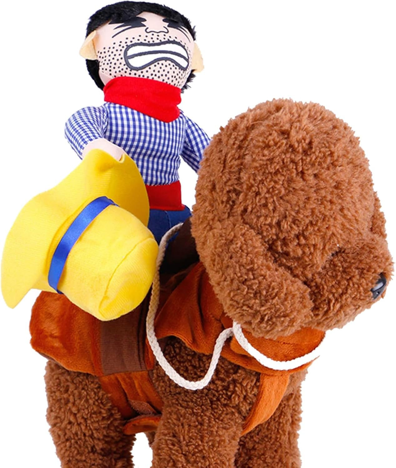 Proxima Direct Halloween Dog Costume, Pet Halloween Party Cosplay Clothes Funny Cat Doll Cowboy Rider with Hat, Adjustable Suit for Small Dogs Cats Kitten Puppy Pets (L)