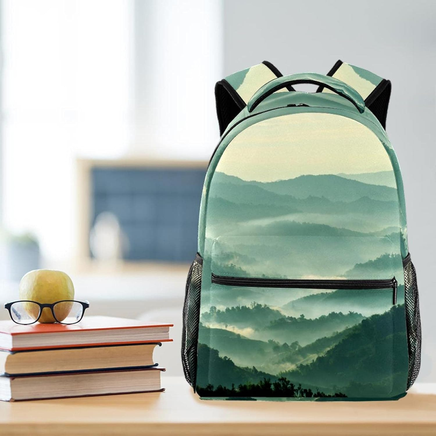 Mountain Layer in Morning Sun Ray and Winter Fog Backpack Students Shoulder Bags Travel Bag College School Tote Backpacks