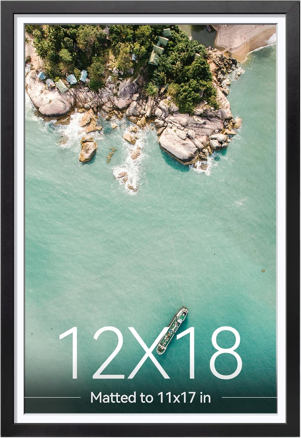 Happyhapi 12X18 Poster Frame, Black Picture Frame for 11X17 (With Mat) or 12X18 (Without Mat), Vertical and Horizontal Wall Mount Large Picture Frame for Photos, Posters and Art Prints, 1 Pack image number 5