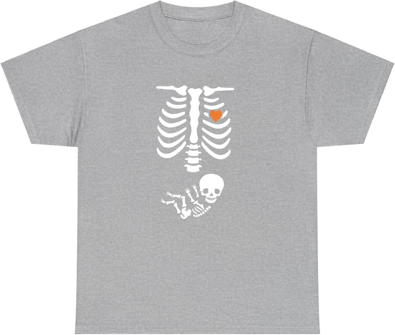 Skeleton Maternity Halloween Pregnancy Reveal Costume T-Shirt for Adults Crew Neck Short Sleeve Tee Shirt image number 6