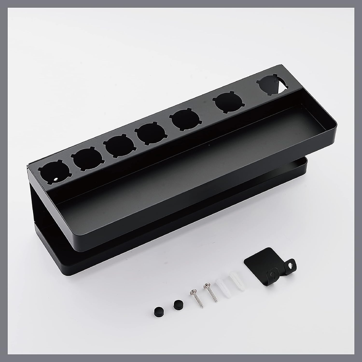 Wall Mounted Storage Holder for Dy Son SS304, Airwrap Curling Iron Accessories Wall Mounted Rack Bracket Stand for Dy Son SS304, for Bathroom Attachments Hair Dryer Organizer, 2 Layers (Black) image number 5