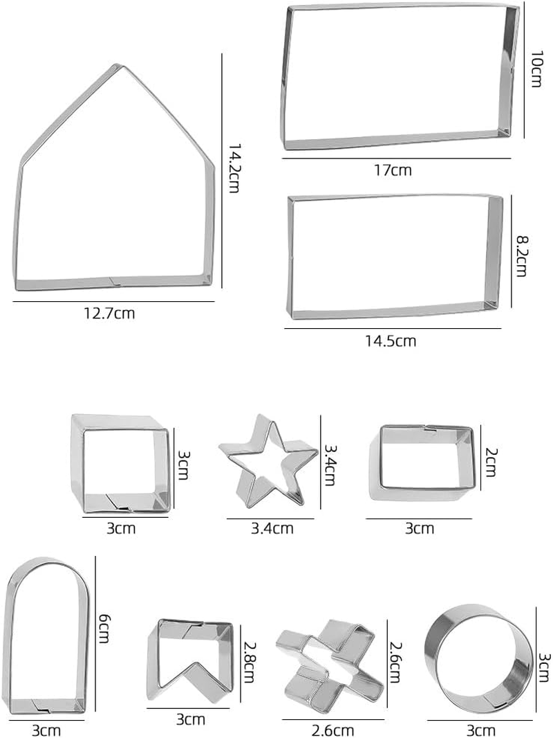 3D Christmas Gingerbread House Cookie Cutters, Stainless Steel Cartoon Biscuit Cutter Mould, DIY Baking Pastry Stainless Steel Mold for Xmas Holiday Thanksgiving image number 2