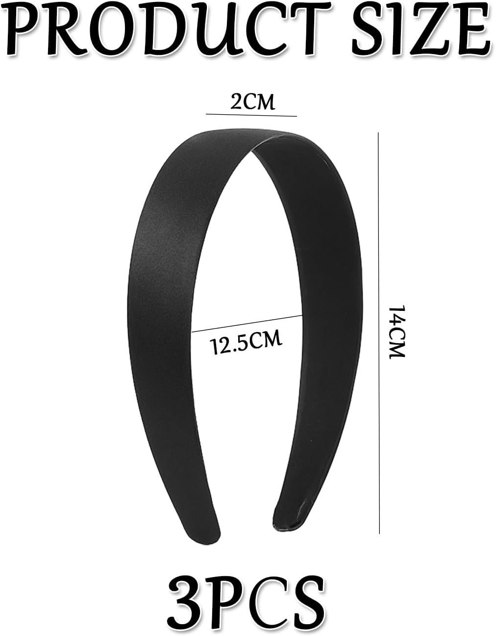 3 Pieces Black Headband, Classic Fashionable Headband, Retro Headband for Women, Simple Hair Accessories, Accessories with Fixed Hairstyle, Non Non-Slip Hairstyle image number 3