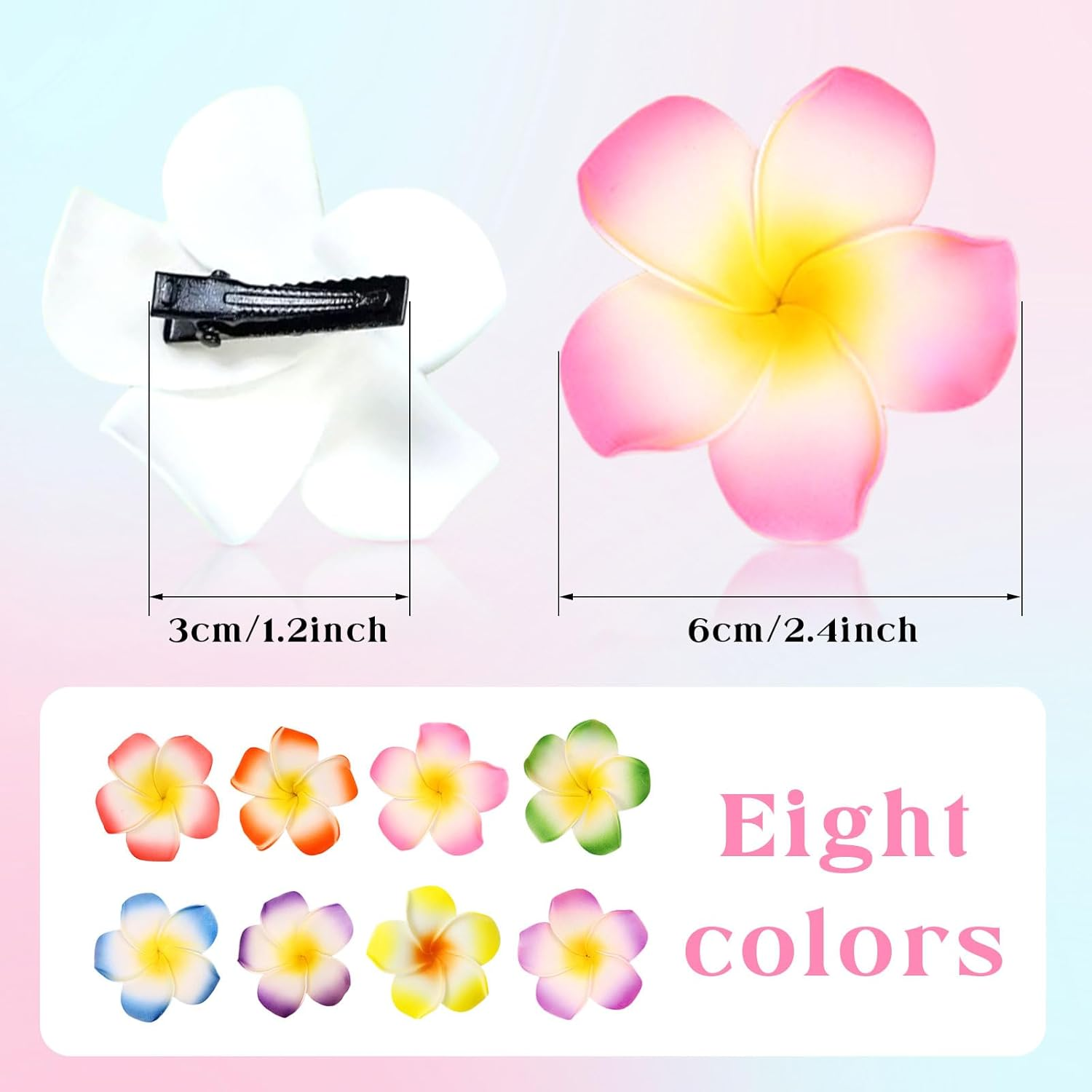 SAIIURV Pack of 16 Flower Hair Claw Clips Hawaiian Flower Hair Clips Artificial Tropical Flower Hairpins for Wedding Plumeria Hibiscus Hair Clip for Holiday Beach Party image number 6