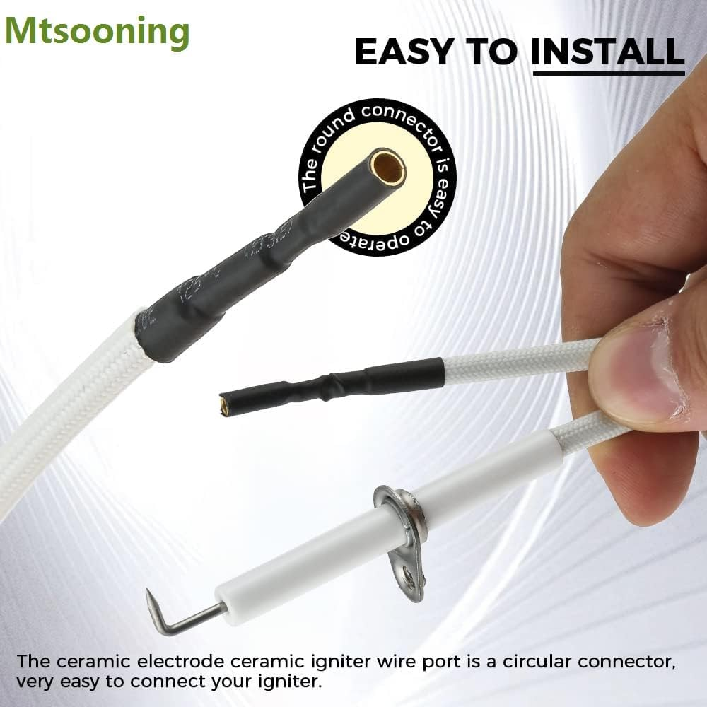 Mtsooning Igniter Ceramic Electrode, 2PCS Ceramic Igniter Electrode Replacement Parts, 27.5Inch Ignition Wire & Ceramic Spark Plug Ignition Electrode for BBQ Grill Burner Heater Fireplace image number 1