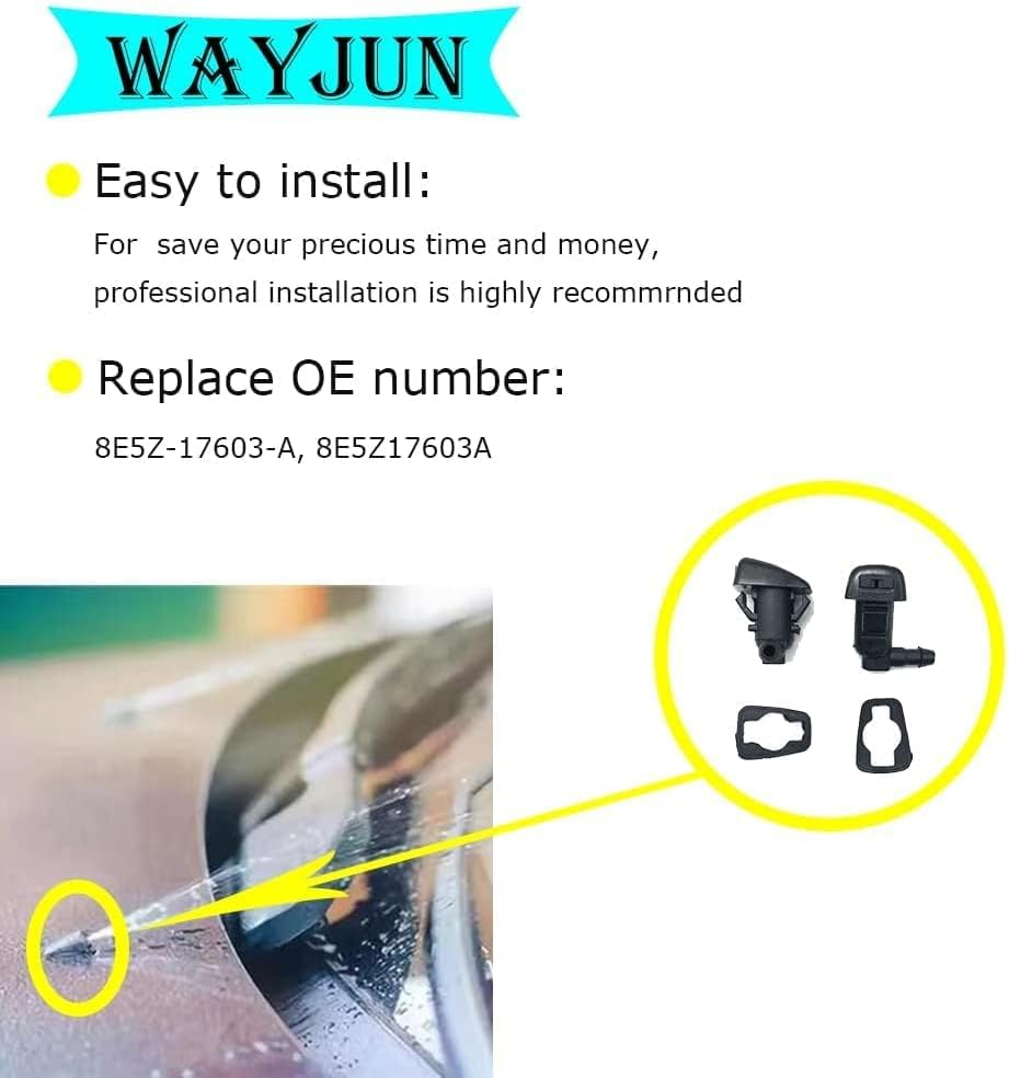 Windshield Water Jet Washer Nozzle (Set of 2) Fit for 2008-2012 Ford Fusion Lincoln MKZ 2008-2011 Mercury Milan # 8E5Z17603A image number 3