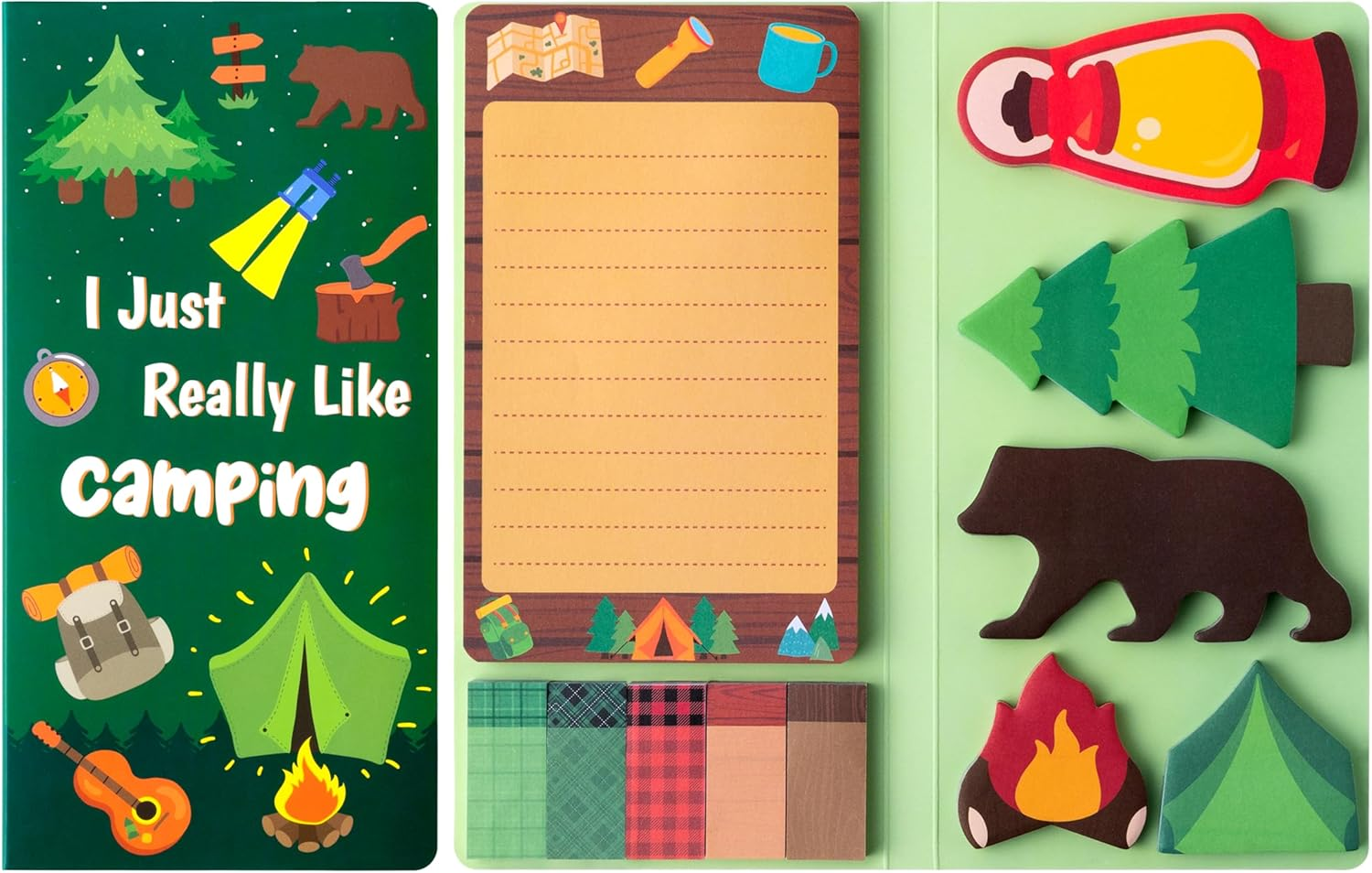 Xqumoi I Just Really like Camping Sticky Notes Set, 550 Sheets, Camp Adventure Self-Stick Note Pads Tree Bear Tent Writing Memo Pads Page Marker Student Classroom Back to School Gift Office Supplies image number 3