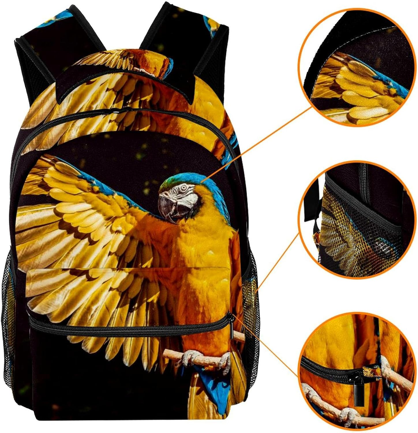 Parrot Bird Backpack Students Shoulder Bags Travel Bag College School Tote Backpacks image number 5
