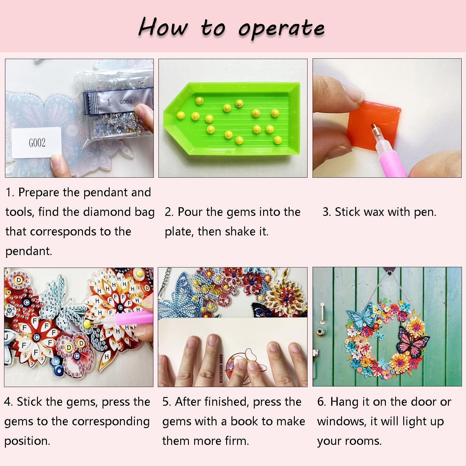 Muzagroo Art Welcome Sign Diamond Art Kits for Adults, 5D Diamond Hanging Ornament Kits for Front Door, DIY Special Shaped Diamond Dot Kits, Home Porch Crystal Hanging Pendant Ornament (Welcome) image number 4