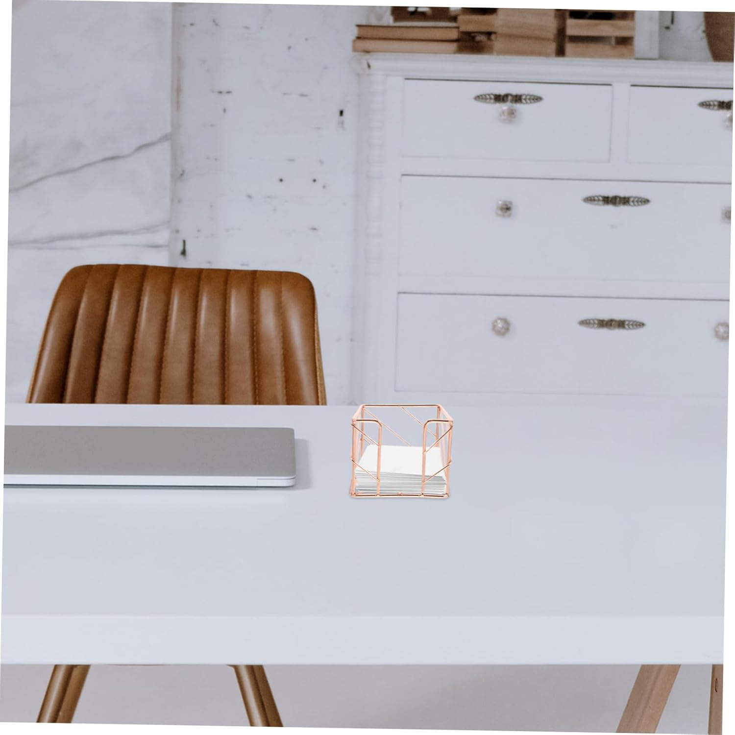 COHEALI Note Block Holder Memo Pad Desk Organizer with Metal Frame Desktop Storage for Office Supplies Notepad Dispenser Home School Workspace Decorative Function image number 4