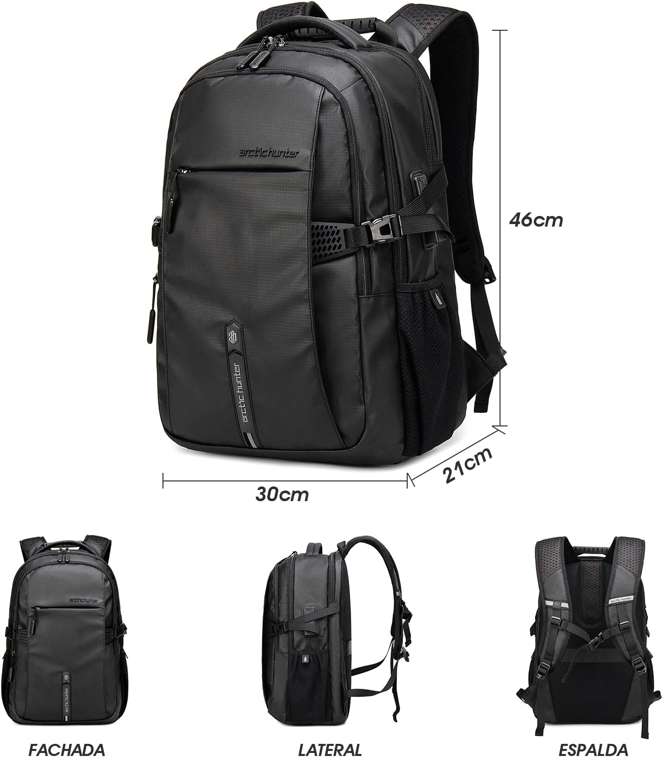 Laptop Backpack, ARCTIC HUNTER AH Anti-Theft Waterproof Backpack with USB Charging Port, Business Backpack with Multiple Compartments 15.6 Inch image number 6