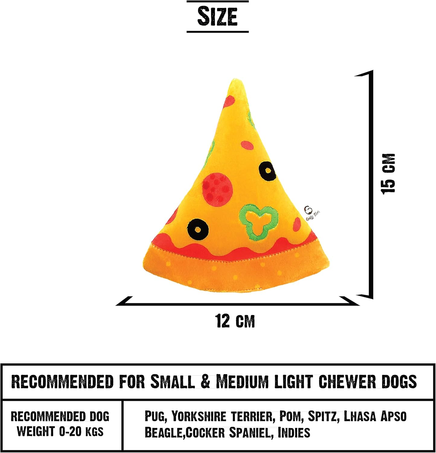 Goofy Tails Food Buddies Pizza Slice Plush Toy for Dogs | Crinkle Dog Toys for Puppies | Squeaky Toys for Dogs and Puppies image number 2