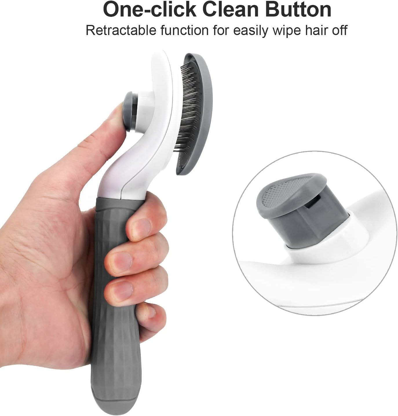 Depets Self Cleaning Slicker Brush, Dog Cat Bunny Pet Grooming Shedding Brush - Easy to Remove Loose Undercoat, Pet Massaging Tool Suitable for Pets with Long or Short Hair Gray image number 6
