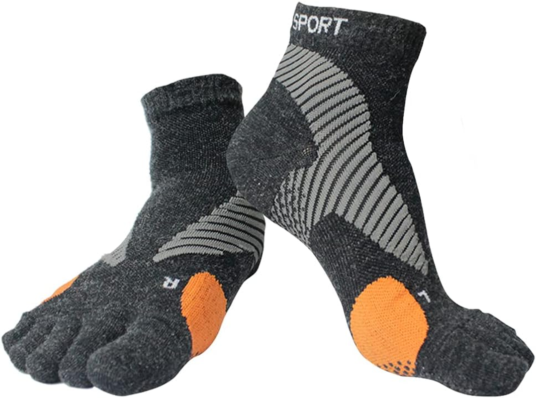 M Magic Sport Merino Wool Blend Non-Slip above Ankle Toe Socks, Five Finger, Men and Women, Running, Hiking, Cycling, Camping