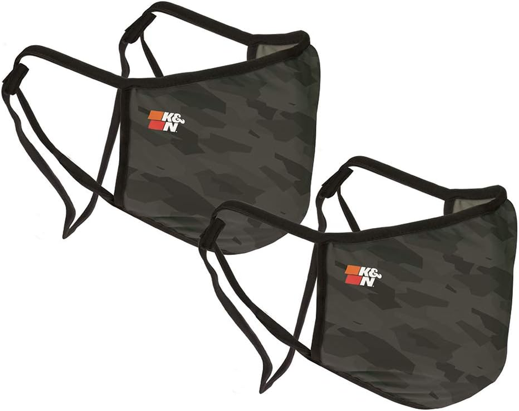 K&N 88-0500C Polyester Single Layer Reusable Face Mask, Camo (Set of 2)
