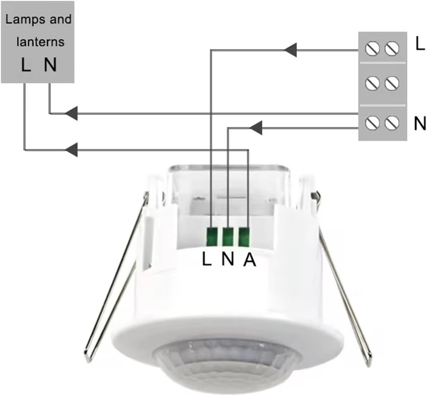 Clearhill PIR Motion Sensor, Ceiling Mount, Embedded Infrared Motion Detector, Embedded Occupancy Sensor, 360&deg; Detection, 240V, Adjustable Timer and Sensitivity, Suitable for LED, Range up to 6M IP42 image number 3