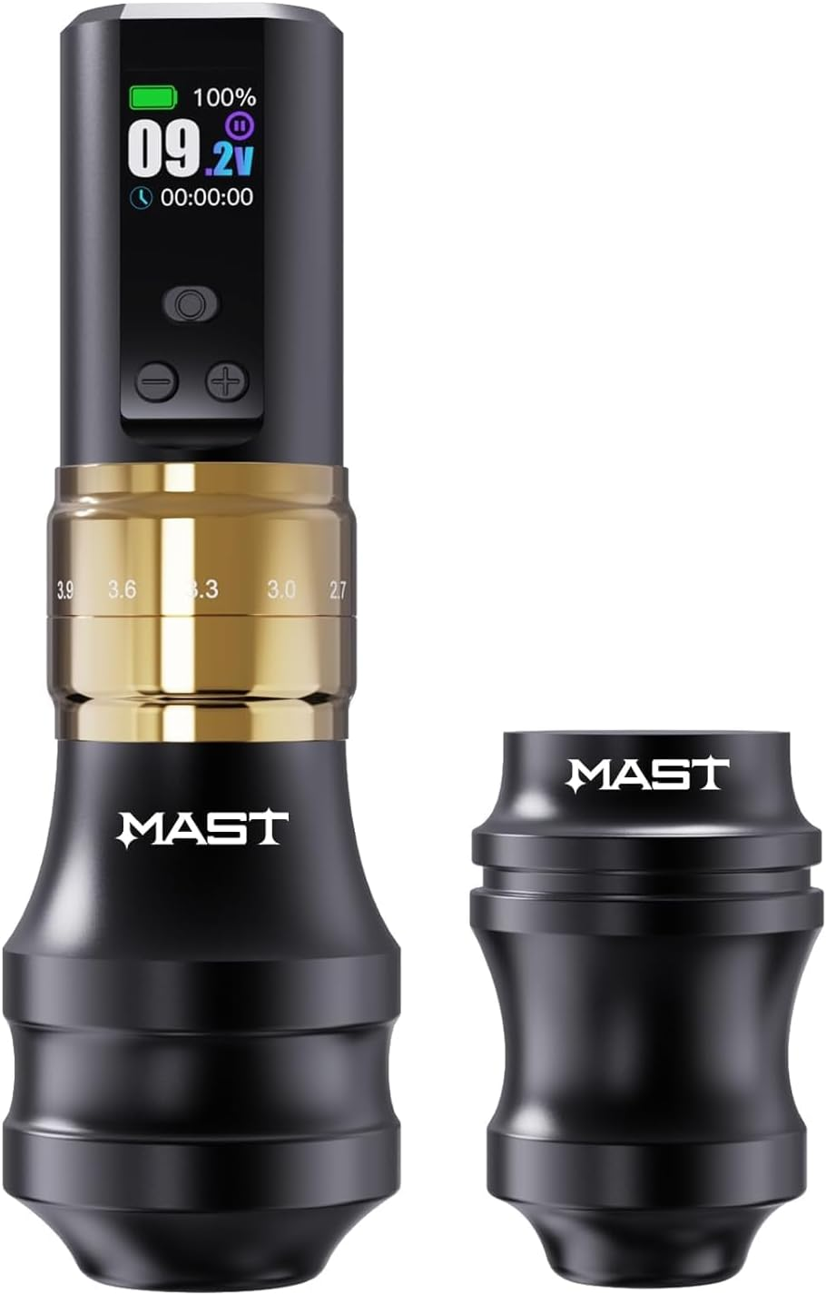 Mast Fold2 Pro Cordless Tattoo Machine, Rotary Tattoo Gun Pen, 2 Grips 40Mm & 44Mm, Mcore-C1 Powerful Motor, 7 Strokes Length