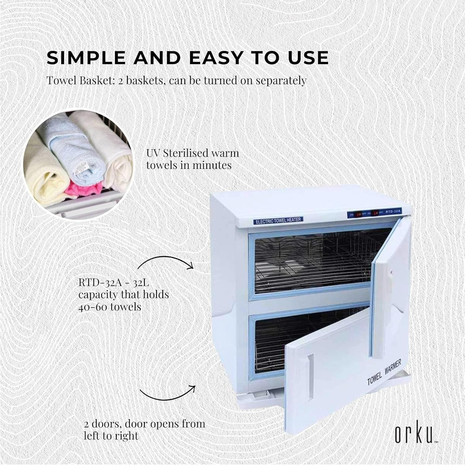 32L White UV Electric Towel Warmer Steriliser Cabinet Beauty Spa Heat Sanitiser image number 3