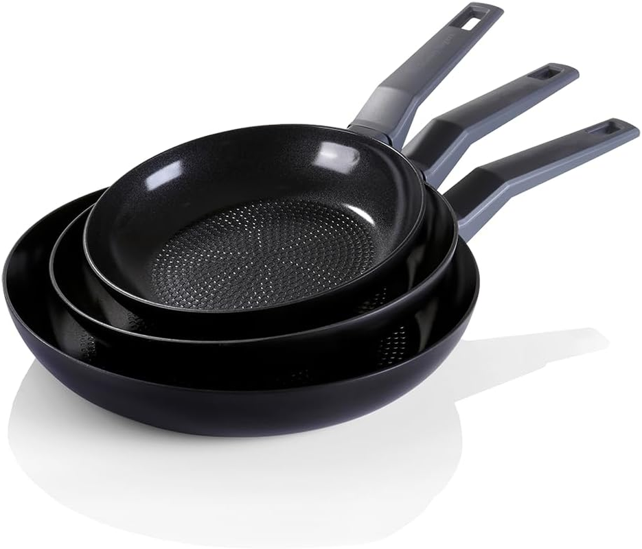 Stanley Rogers Statement Frypan Set 3 Piece &ndash; 100% Recycled Aluminium Ceramic Non-Stick Frypans &ndash; PFAS PTFE & PFOA Free &ndash; Induction Compatible Cookware for Everyday Healthy Cooking