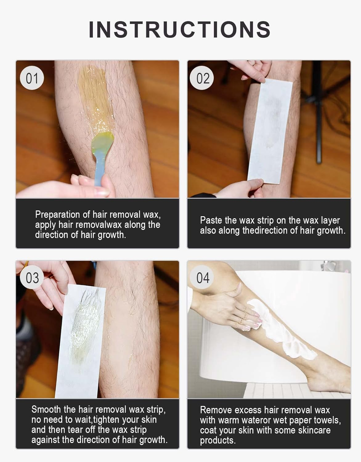 100 Wax Strips, Disposable Professional Hair Removal Tool Hair Removal Paper Professional Beauty Salon Non Woven Paper Shave for Face and Legs, 7.9" X 2.8" (50) image number 1