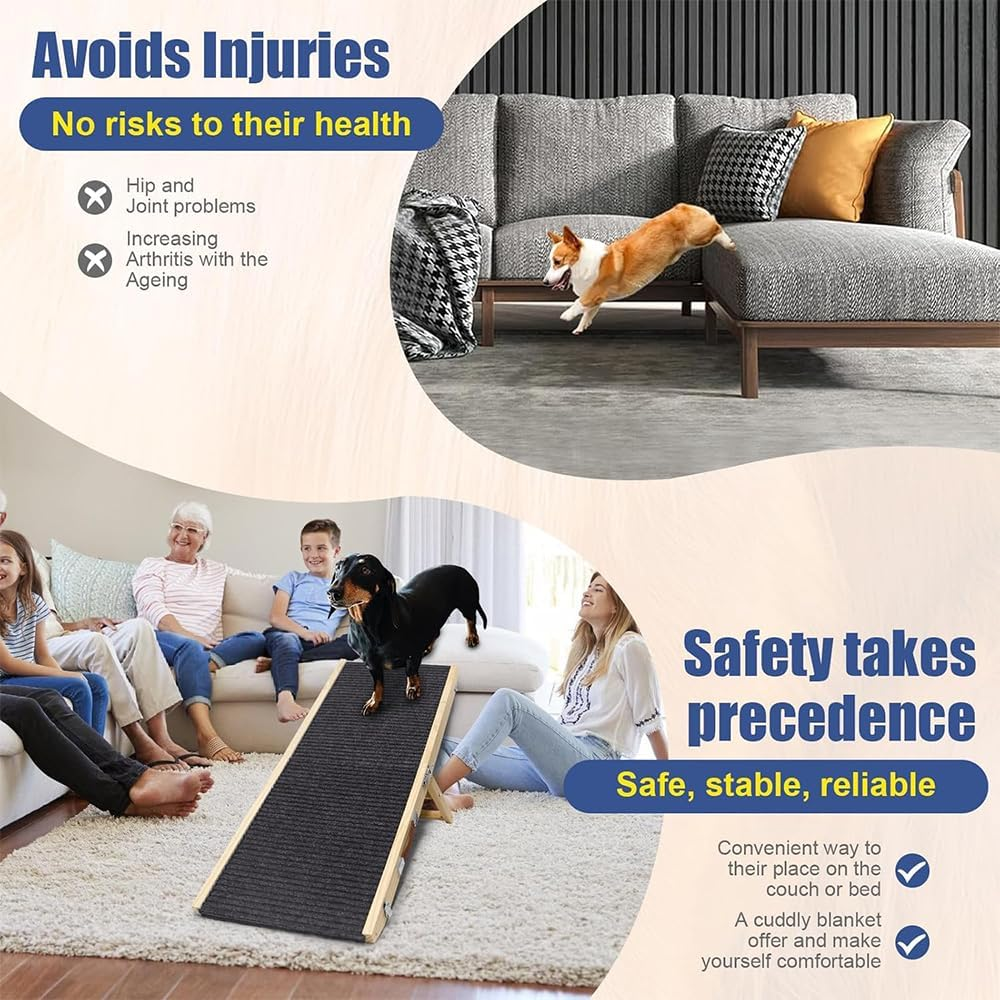 Folding Wooden Dog Ramp for Bed, Sofa & Car &ndash; Lightweight, Non-Slip, Portable Pet Ramp for Small to Medium Dogs &ndash; Easy to Store & Carry image number 3