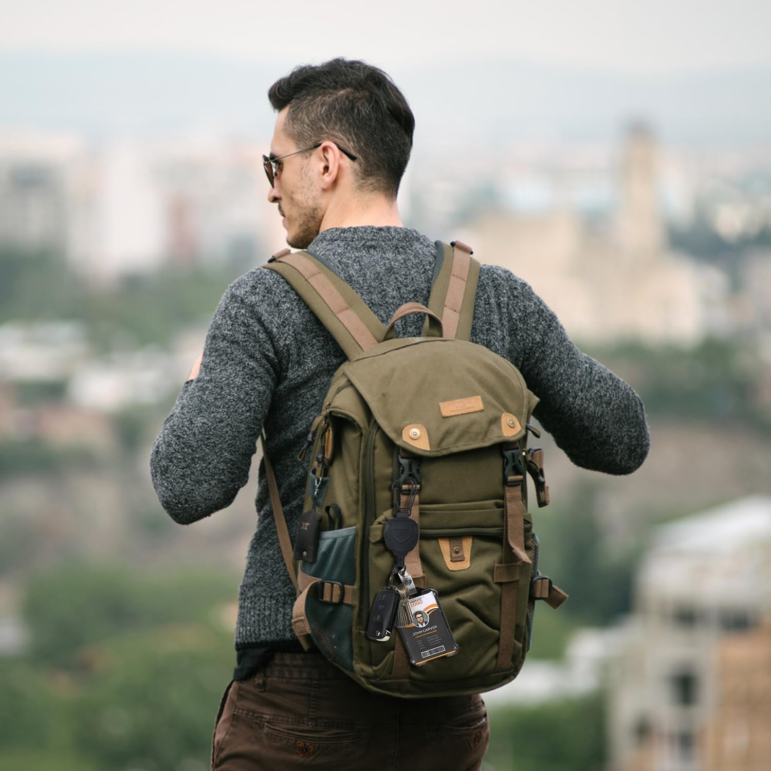 2 Pack Heavy Duty Retractable Badge Reel ID Badge Holder with Breakaway Lanyard Retractable Key Chain Carabiner with ID Cards Holder Cool Tactical ID Holder with Clip image number 4