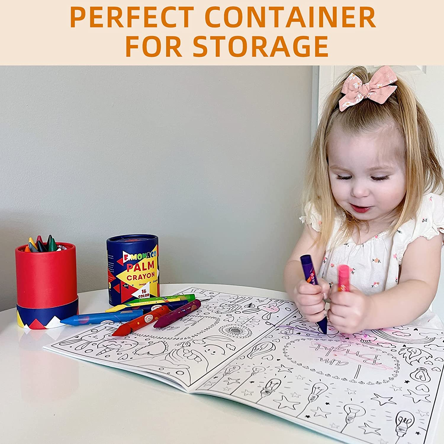 (16 Colors) - Pack of 16 Non Toxic Crayons, Easy to Hold Toddler Large Crayons,Safe for Kids and Children Flower Monaco image number 6