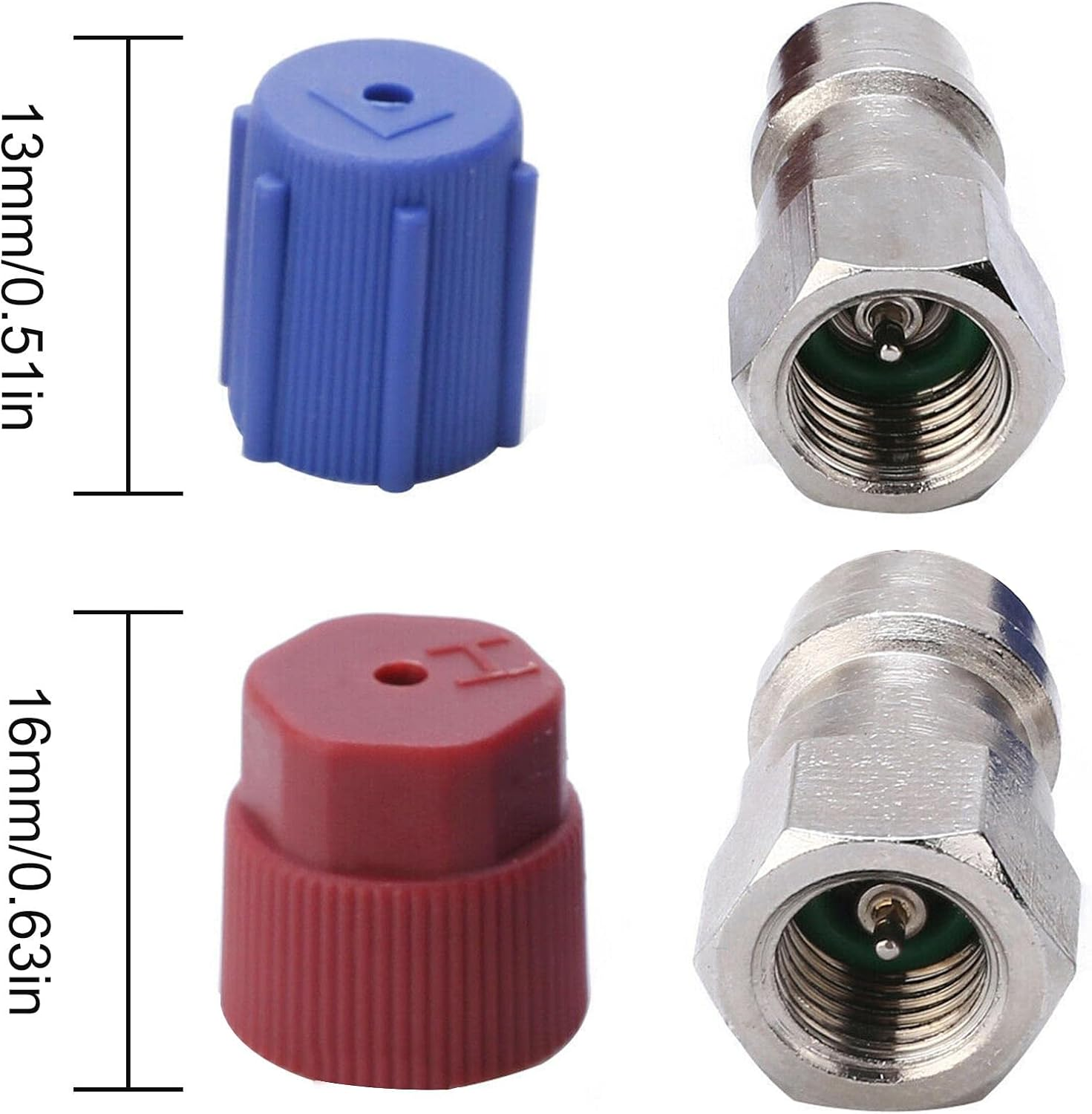 R12 to R134A Conversion Kit - R12 to R134 a High/Low AC Fitting Port Retrofits Conversion Adapter,Quick Coupler A/C 90&deg; Fitting, High and Low Side R-12 to R-134A Retrofits with 2PC - 5 Pcs Single Attribute image number 6