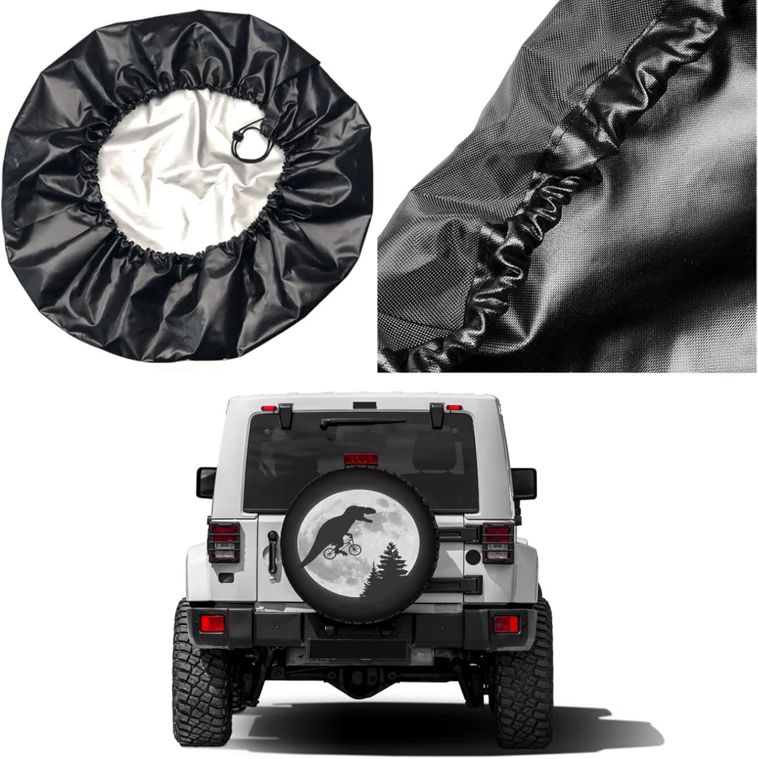 Delerain Dinosaur Spare Tire Covers Waterproof Dust-Proof Spare Wheel Cover Universal Fit for Jeep, Trailer, RV, SUV, Truck and Many Vehicle (17 Inch for Diameter 31"-33")