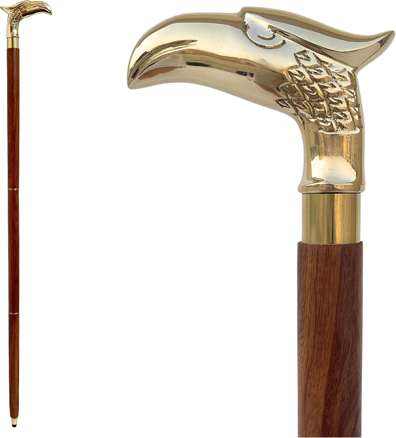 Today Sale on Eagle Walking Stick - Decorative Cane Walking Stick for Men and Women - Wooden Canes and Walking Sticks with Metal Brass Handle - Symbol of Power and Strength