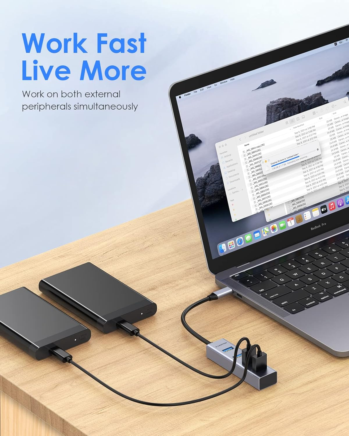 LENTION 4-In-1 USB C Hub, 4 USB 3.0 Ports, USB C to USB a Multiport Adapter for Iphone 15 Series, 2023-2016 Macbook Pro, Mac Air & Surface, Ipad Pro, Chromebook, More (Cb-C22S, Space Gray) image number 4