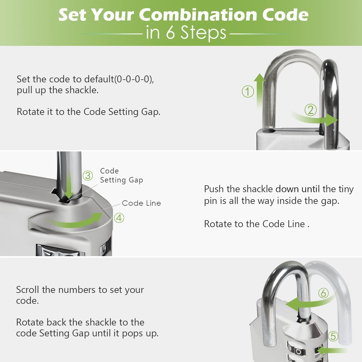 Combination-Lock 4 Digit Outdoors Waterproof Padlock Number Lock for School Gym Locker, Sports Locker, Fence, Gate, Shed,Toolbox, Case, Hasp Storage (Silver) - Silver image number 4