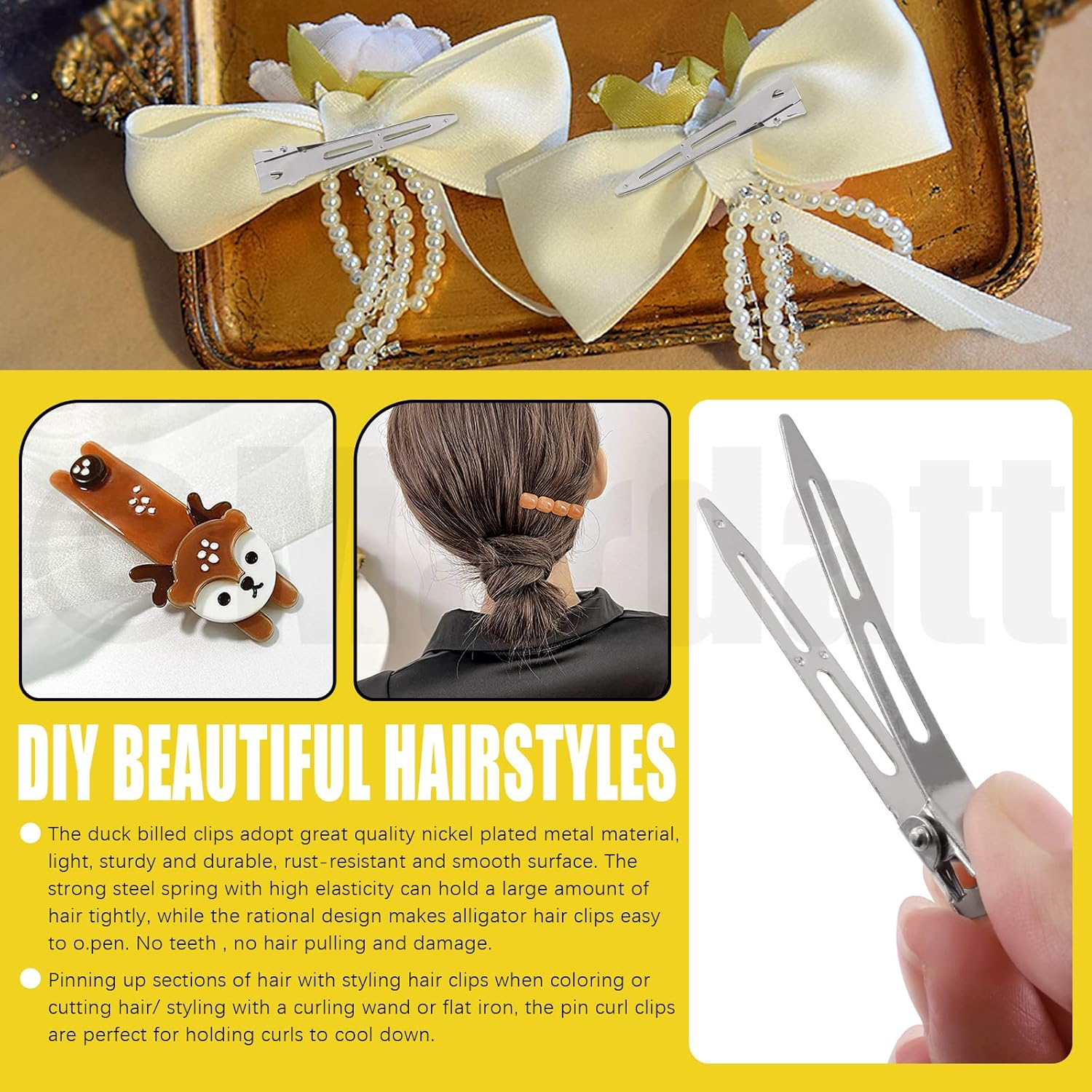 120 Pcs Alligator Hair Clips Assortment 1.3"/1.7"/2.3" Metal Single Prong Pin Curl Clip Hairdressing Barrettes Hairpin for Hair Salon, Thick Hair Roller, Styling Sectioning, Hair Bows (Silver) image number 6