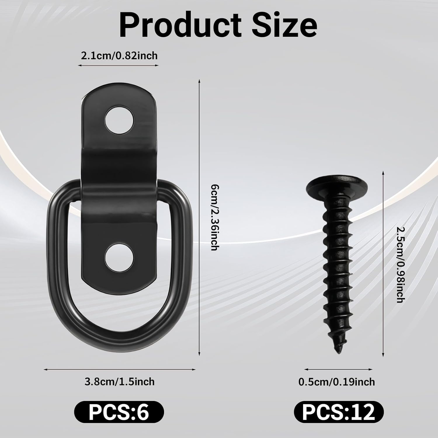 Daryunk 6 Pack D Ring Tie Downs, Stainless Steel Heavy Duty Tie down D Rings, D-Rings Tie Downs Trailer Anchors, for Cargo Safety in Trucks, Boats, Vans and Trailers image number 3