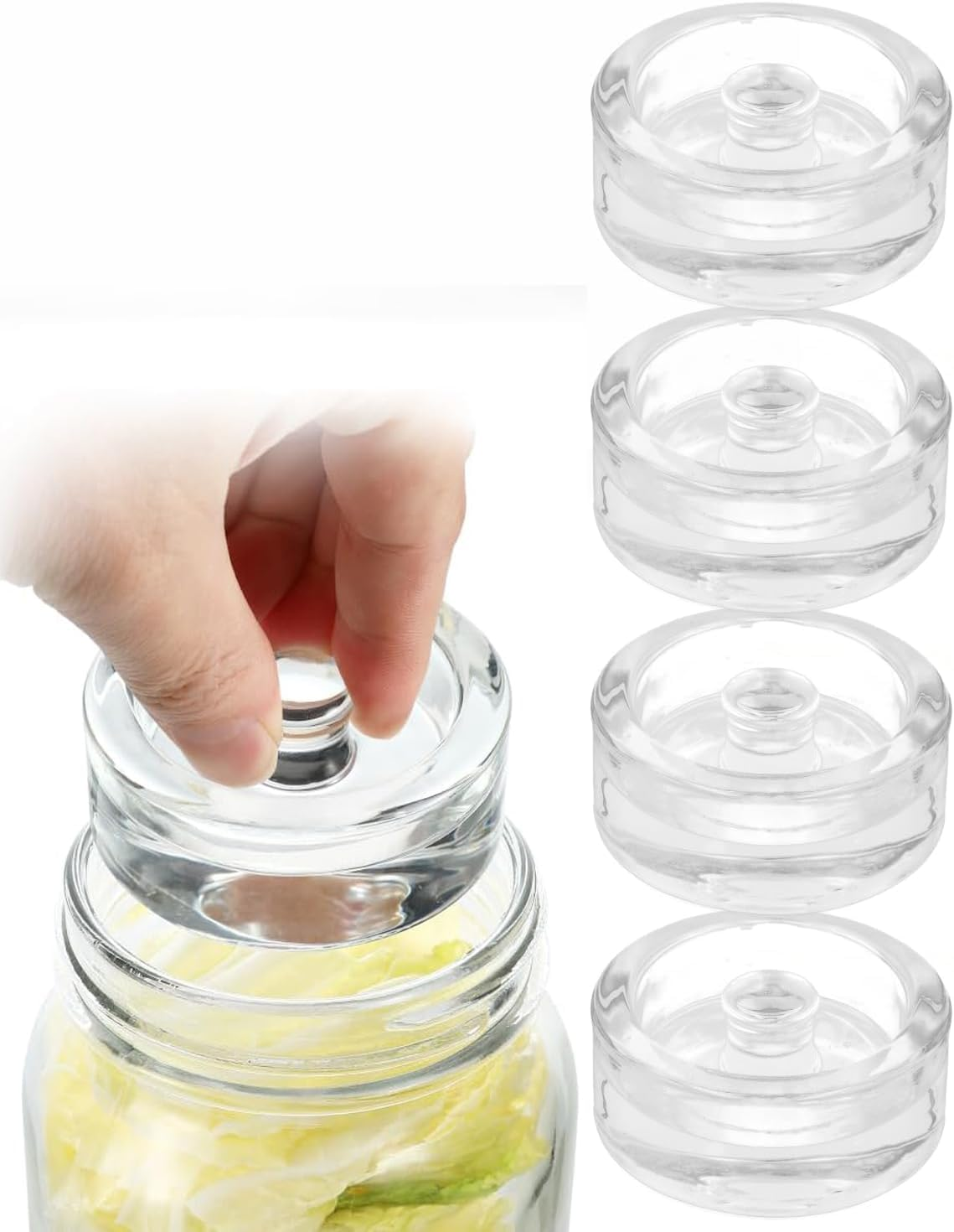 Set of 4 Fermentation Weight, Easy Grip Glass Fermenting Weights, Perfect Fit for Wide Mouth Mason Canning Jars, Highly Durable Soda-Lime Glass Fermentation Kit for Sauerkraut, Kimchi & More image number 5