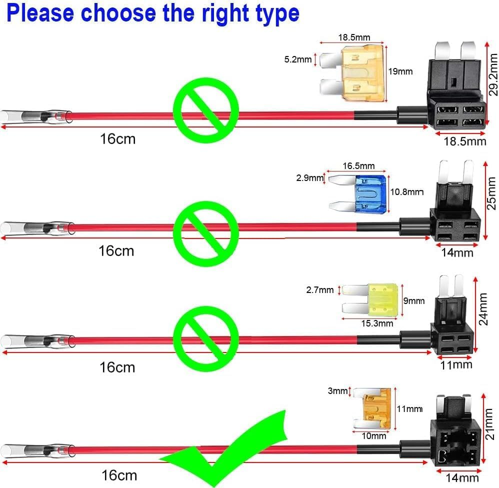 10 Pack Low Profile Mini Add-A-Circuit 16AWG Fuse Tap Kit &ndash; Automotive Piggy Back Fuse Holders with Wire Harness for Car, Truck, SUV, Caravan Ozchillon (10, 7.5AMP) image number 2