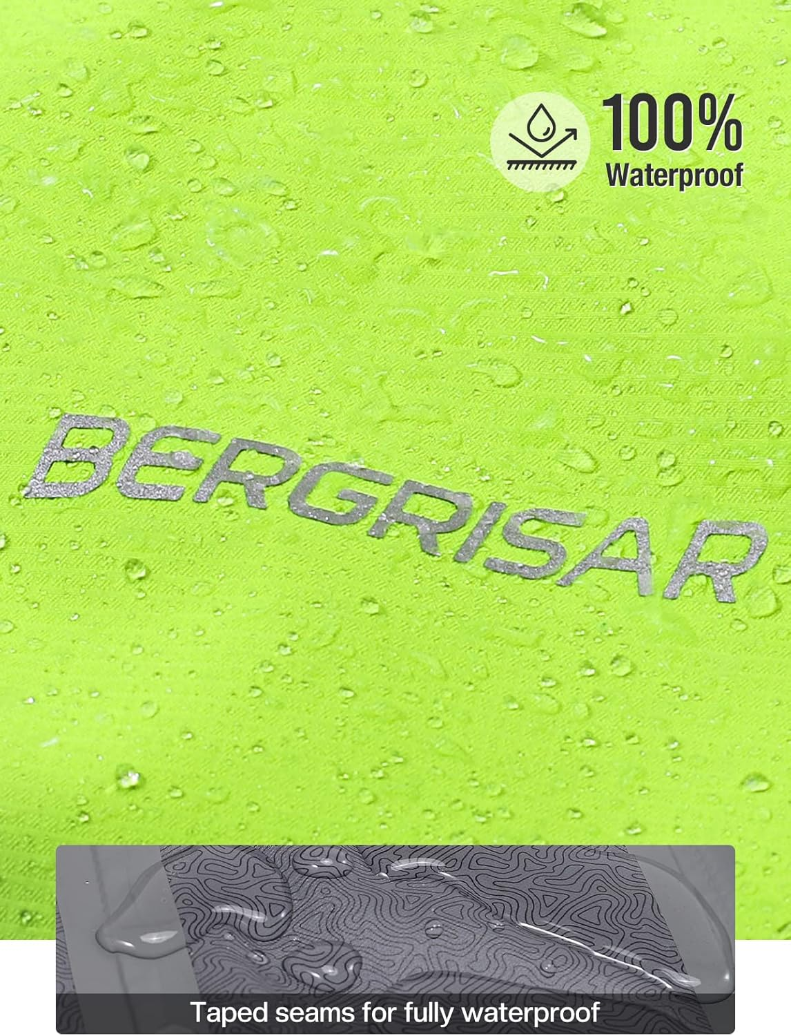 BERGRISAR Men'S Cycling Rain Jacket Waterproof Cycling Windbreaker Bike Bicycle Jacket Running Hood Rain Coat image number 4
