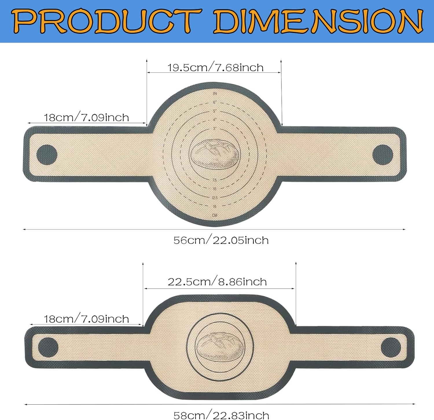 Silicone Bread Sling,2 Pcs Silicone Baking Mat for Oven,Reusable Oval and round Bread Sling,Easy Transfer of Sourdough image number 3