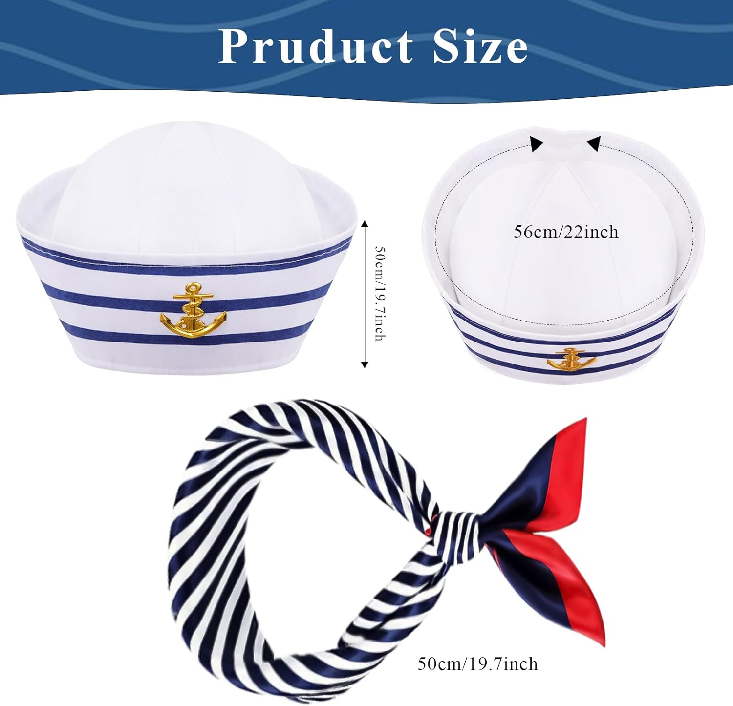 Yacht Captain Hat Sailor Hat and Scarf Set Navy Rock Costume Sailor Hat Boat Cap for Men Captains Women Dressing up Party