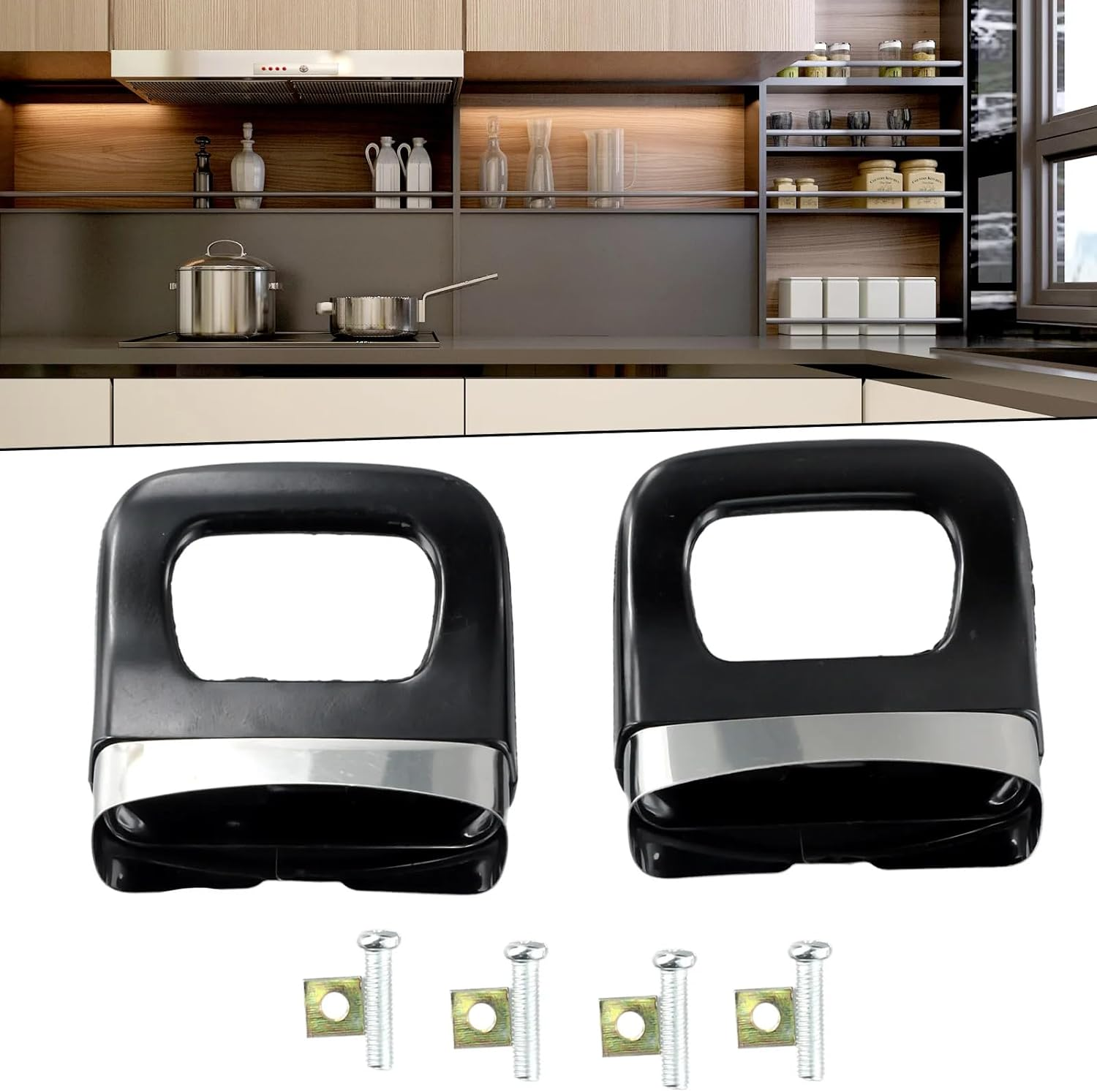 XMANX 4PCS Replacement Short Pot Side Handle, Two-Hole Pot Short Side Handle, Metal Pressure Pan Handle Ear Replacement Universal Pan Side Handle for Home Kitchen Cookware image number 6