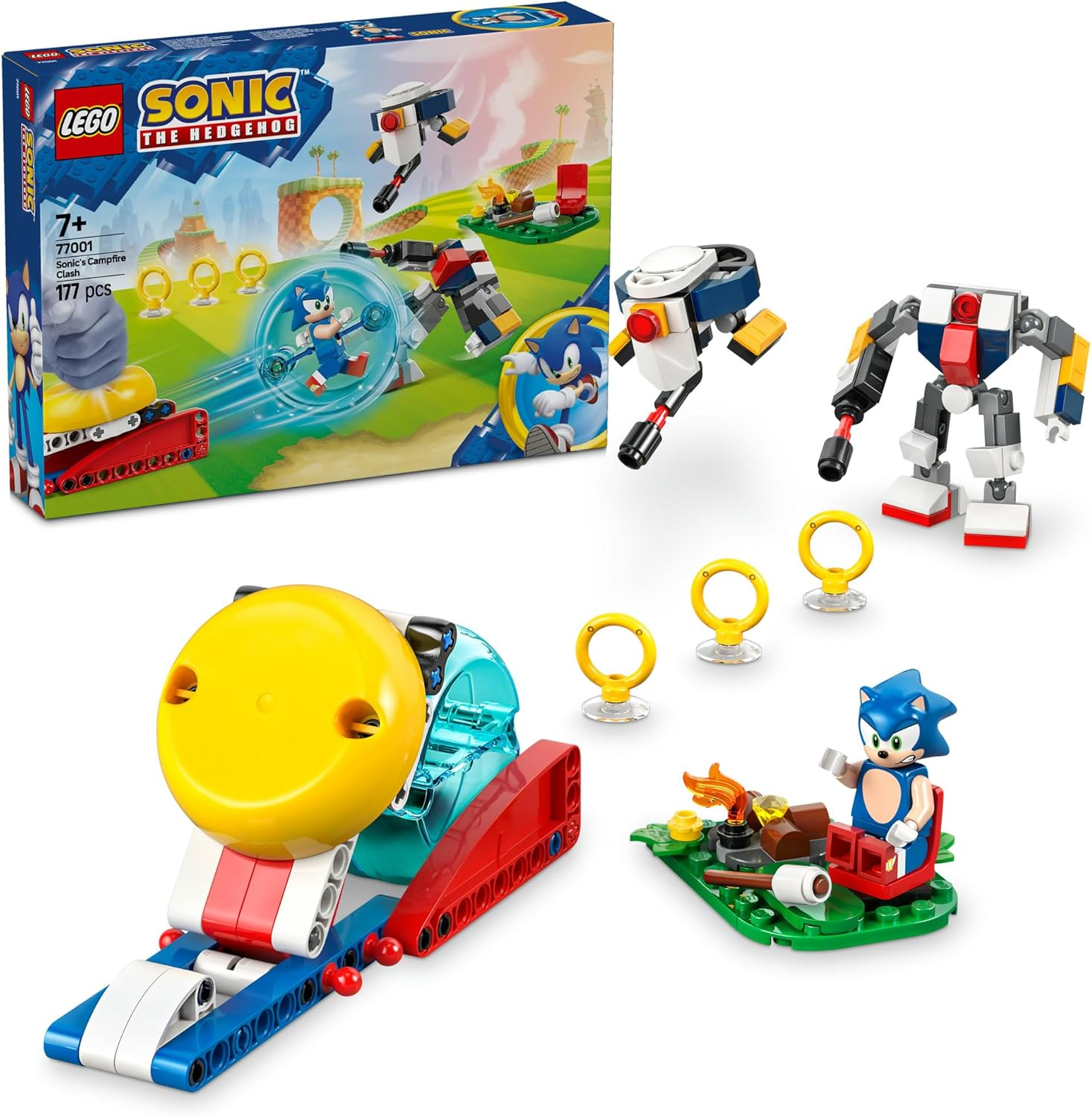 LEGO Sonic the Hedgehog: Sonic&rsquo;S Campfire Clash Toy for 7+ Year Old Boys & Girls, Building Set with 4 Character Figures, Gold Rings and Chaos Emerald, Kids Toys for Retro Video Game Fans 77001 image number 2