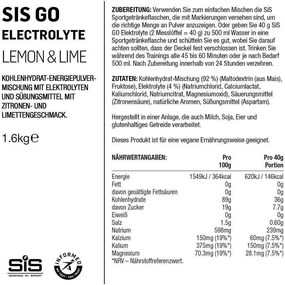 Science in Sport GO Electrolyte Energy Drink Powder, Lemon and Lime, 1.6 Kg image number 4