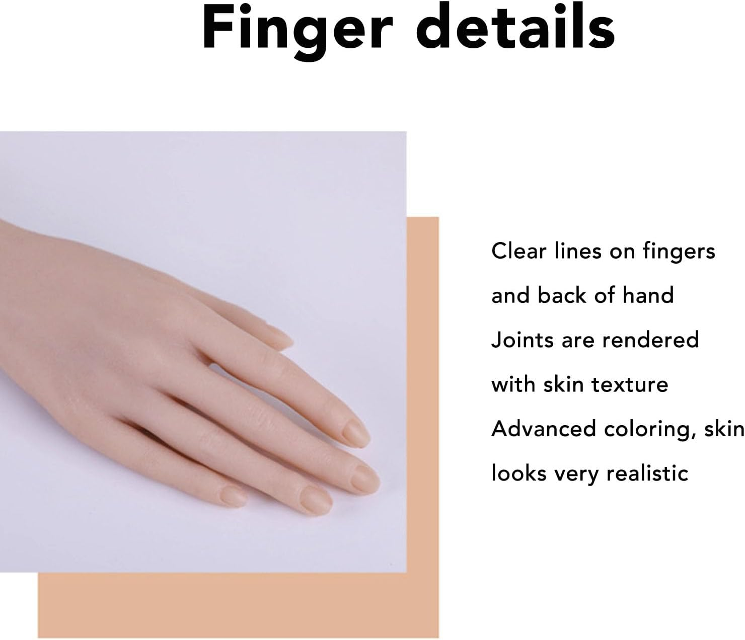 Realistic Silicone Female Hand, Silicone Left Hand or Right Hand Fake Hand, Bendable and Reusable Acrylic Nail Mannequin Hands for Jewelry Display Nail Art Practice Watch Display image number 3