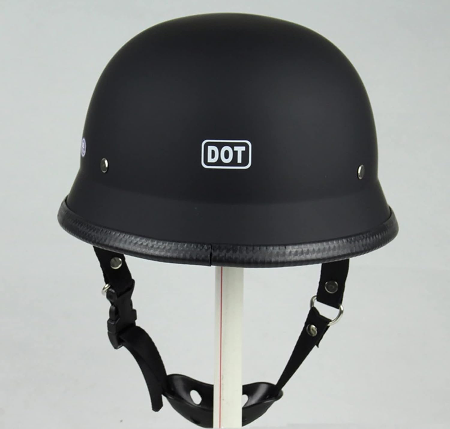 Skull Cap for Men Women Motorcycle Half Helmet DOT Approved, German Style Motorcycle Helmet Half Shell Retro Beanie Hat Open Face Helmet A, Xl=(59-60Cm) image number 3