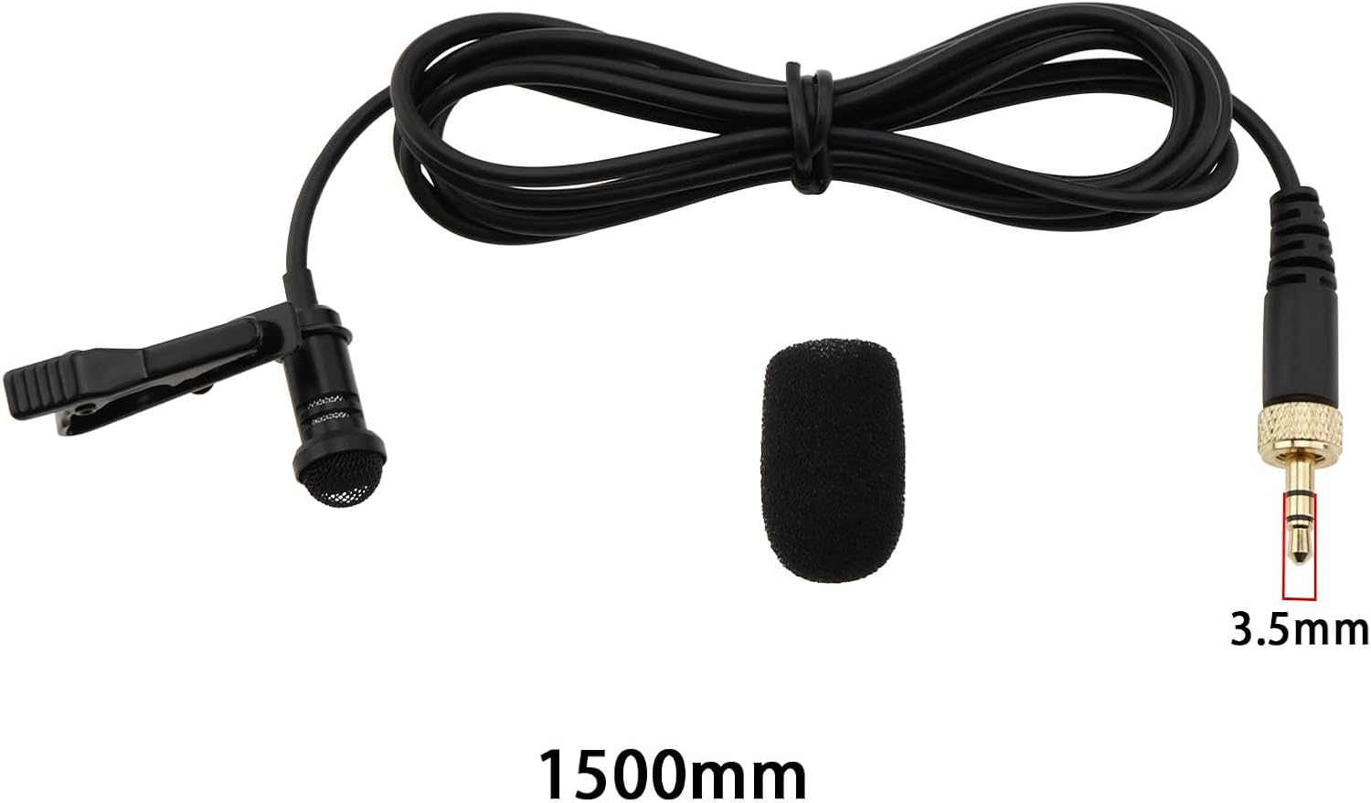 3.5Mm TRS Omnidirectional Lavalier Microphone Wireless Audio Microphone with Sponge Cover Compatible with Sennheiser EW100 EW300 EW500 SK100 1.5M image number 5