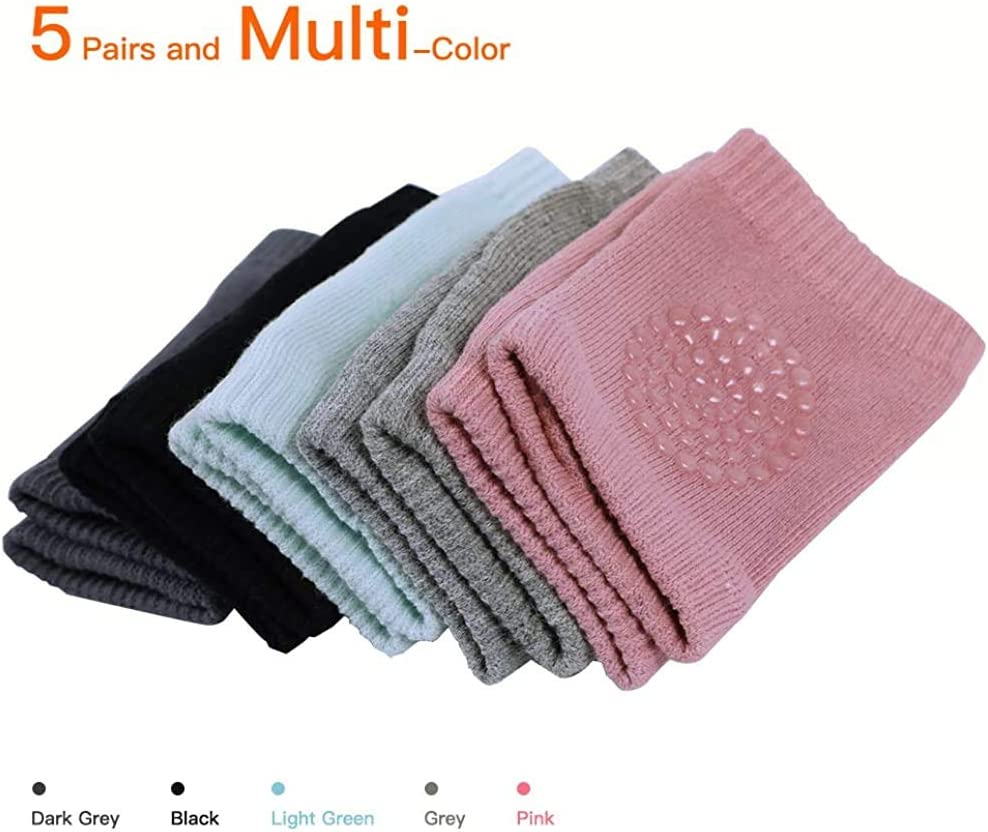 5 Pairs Baby Knee Pads for Crawling Toddlers Crawling Socks Adjustable Anti-Slip Elbow Leg Warmers for Boys and Girls image number 3