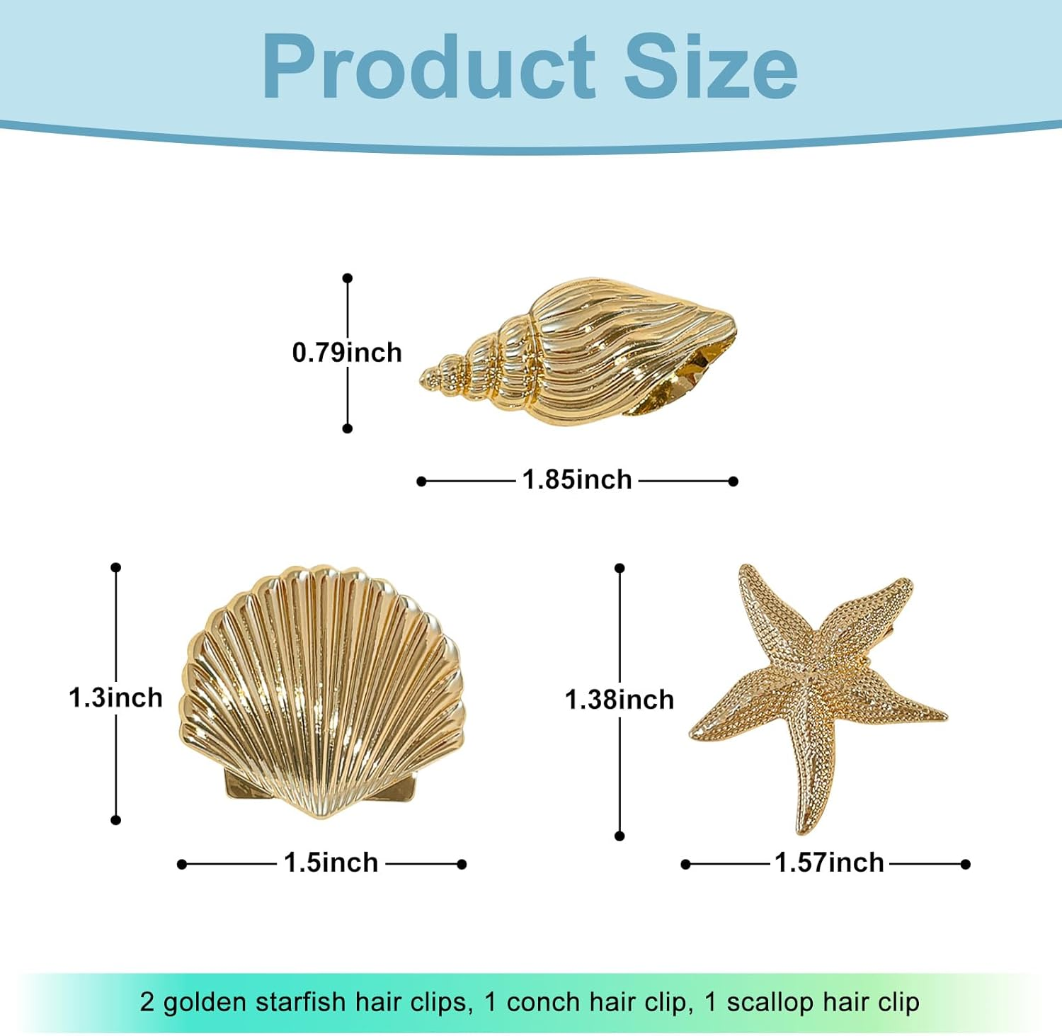 BRDXOOL 4 Pieces Hair Clips for Women Golden Starfish Hair Clips Headdress Clips Small Metal Clips Hair Accessories Suitable for Party Daily Casual Beach Party