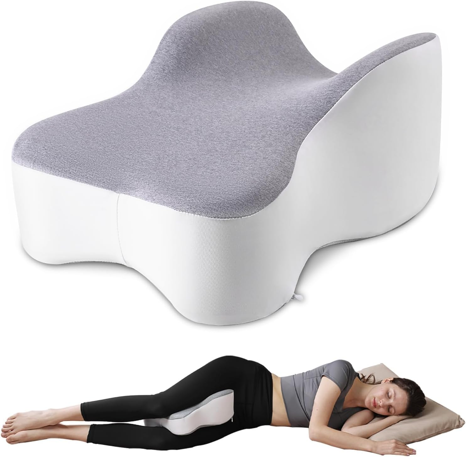 Knee & Leg Pillow for Side Sleepers - Cooling Longer Memory Foam Leg Pillow for Side Sleeping, Support between Legs, Soothing and Relief for Hip, Sciatica, Back, Knees Spine & Joints Pain